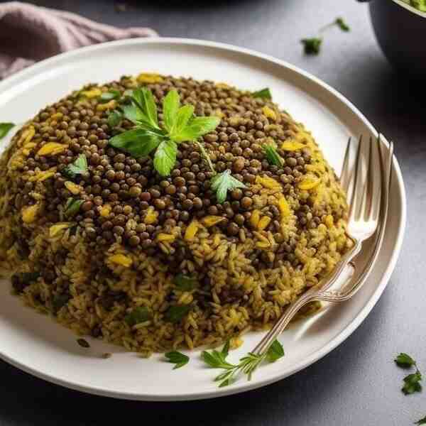 Постный плов с чечевицей